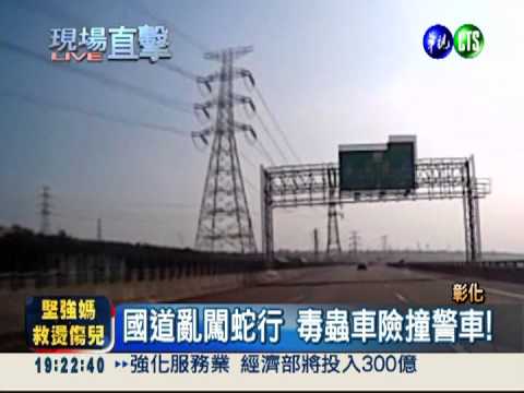 毒蟲蛇行闖國道! 警驚險追逐