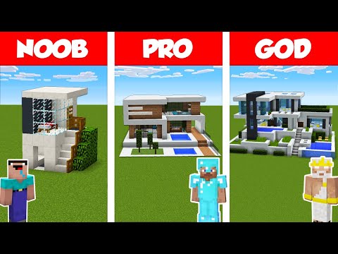 WiederDude - Minecraft NOOB vs PRO vs GOD: MODERN HOUSE BUILD CHALLENGE in Minecraft / Animation