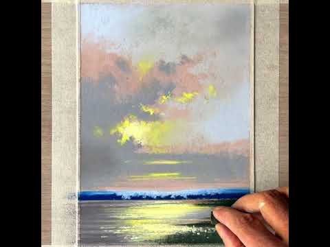 Sunset on the lake - easy soft pastel drawing