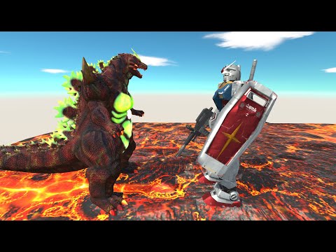 New Monster Super Godzilla Lava Vs Team Gundam RX 78 Death run -Animal Revolt Battle Simulator