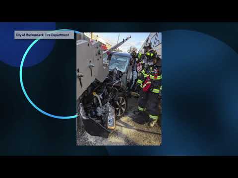 Train Strikes Car Hackensack