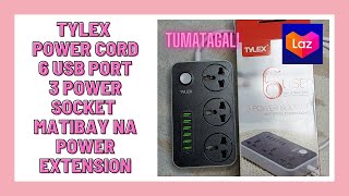 LAZADA TYLEX X-E01 6 USB POWER STRIP 3.1A AC100-250V MAX 2500W 10A 1.6 METER SC3604 POWER EXTENSION