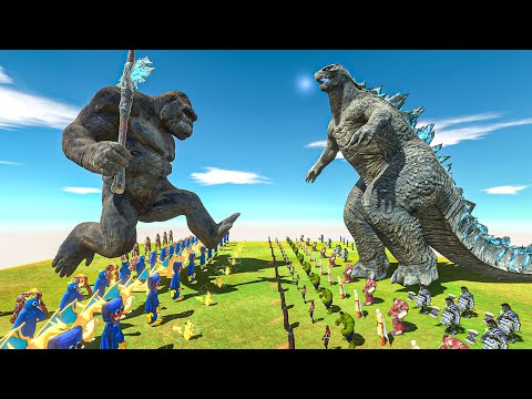 Team Creepy Monster + KING KONG vs GODZILLA + Team Superhero - Animal Revolt Battle Simulator