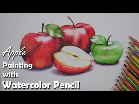 Mountains and Pine Tress Watercolor Pencil Landscape Drawing | steps to follow