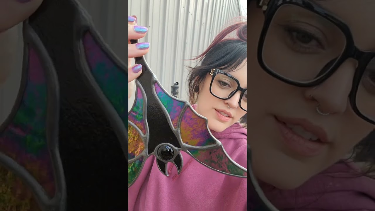 irid black batty headed out tomorrow 🦇🦇 #stainedglass #gothart #alternative #femaleartist