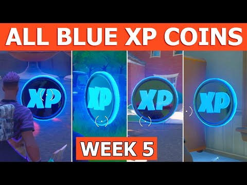 All Blue XP Coin Locations! - Fortnite Secret XP Coin Locations Week 5! (All Blue Coin Locations)