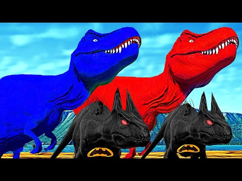 Tyrannosaurus Color Pack Vs Spiderman Megalodon,Spinosaurus Dinosaurs Battle Jurassic World