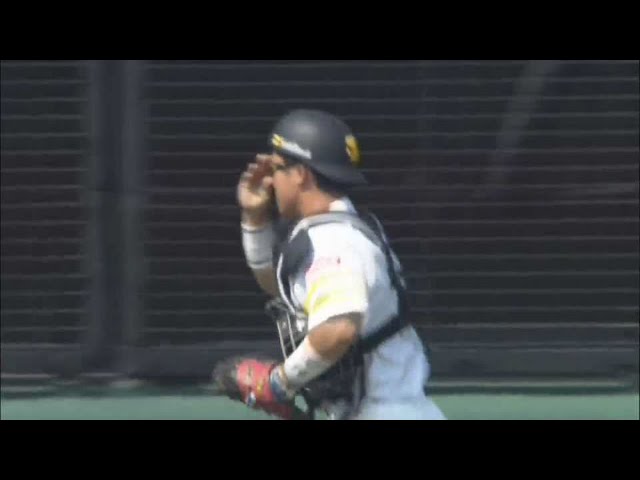 【ファーム】ホークス・海野 見事な送球で盗塁阻止!! 2021/6/25 H-B(ファーム)