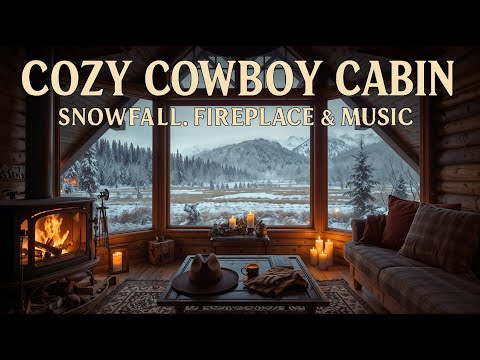 Cozy Cowboy Cabin Winter Ambience for Relaxing | Fireplace, Instrumental Western Music🎄🔥(3 Hours)