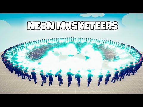 NEON MUSKETEERS CIRCLE vs EVERY FACTION | TABS Totally Accurate Battle Simulator