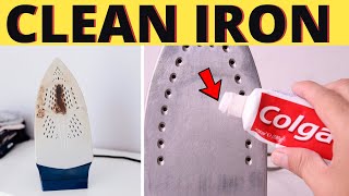 How to Clean an Iron Base Surface with Toothpaste with Sticky Burned Fabric