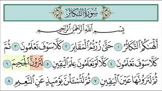 سورة التكاثر للأطفال مع تتبع الكلمات المصحف المعلم لخليفة الطنيجي surah at takathur