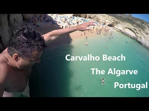 Best Beaches Portugal - Carvalho Beach, Lagoa, Algarve - Cliffs, Caves and an Epic Belly Flop!!!