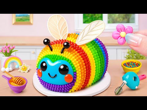 Adorable Rainbow Buttercream Bee Cake 🐝🌈 Cutest Mini Dessert Decorating Ideas 🍭 The Cake Corner