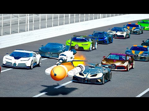 Bugatti Hypercars vs Mini Space Shuttle NASA at 24 KM Straight Road