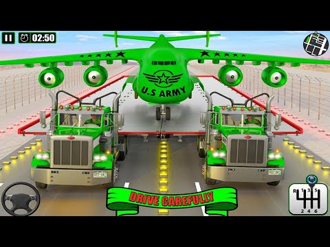 Transporting US Army Jeep in Long Trailer Truck 2 - Airplane Car Transporter - Android Gameplay