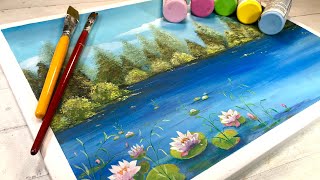 Técnica Fácil de Pintura Acrílica 7 - Nenúfares y flores de loto