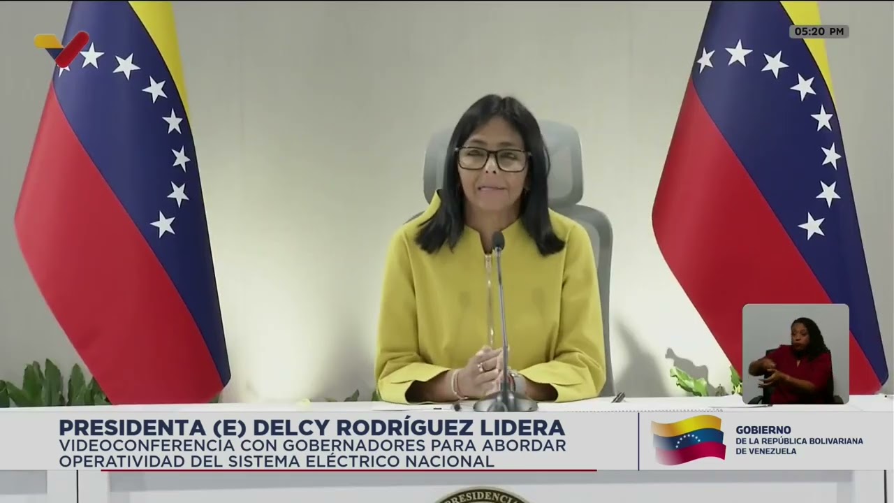 Delcy Rodríguez en videoconferencia con gobernadores por problemas de electricidad