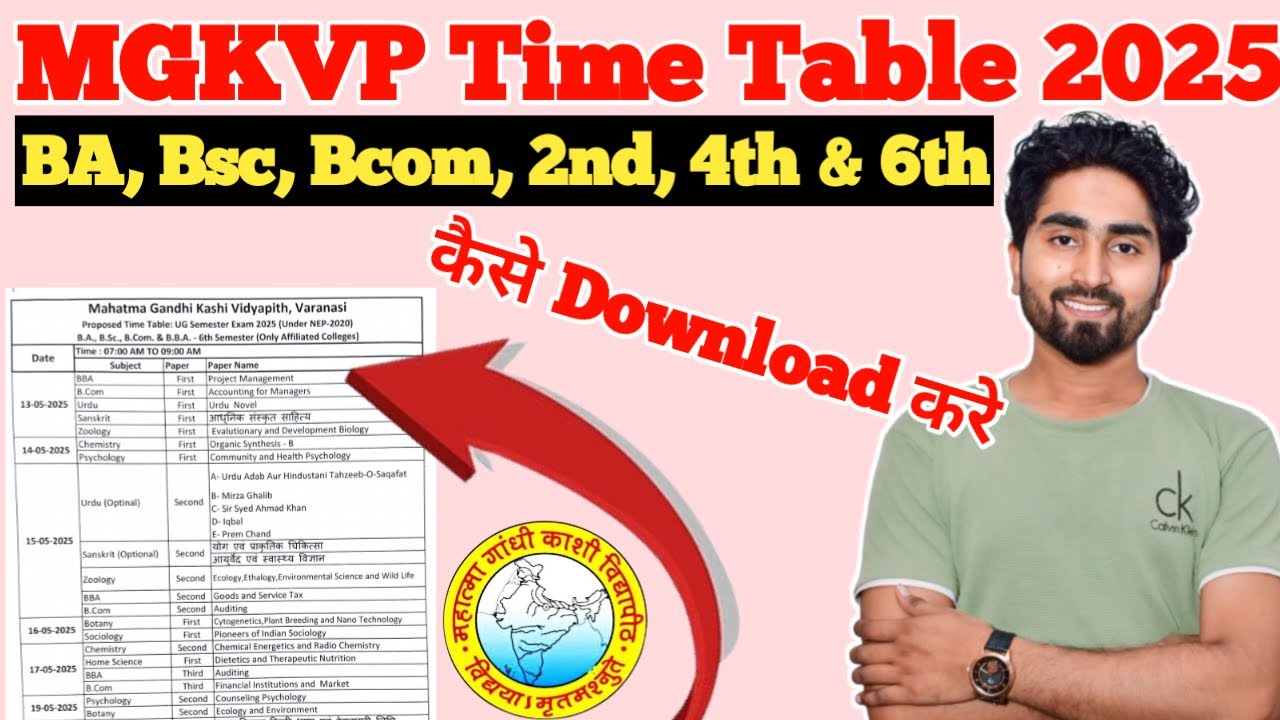 #mgkvp time table kaise download kare 2025 | B.A. B.Sc. B.com Time Table kb aayega | 6th Semester