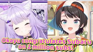 Okayu congratulates Subaru on 2 mil SubaOka te te EN SUBS