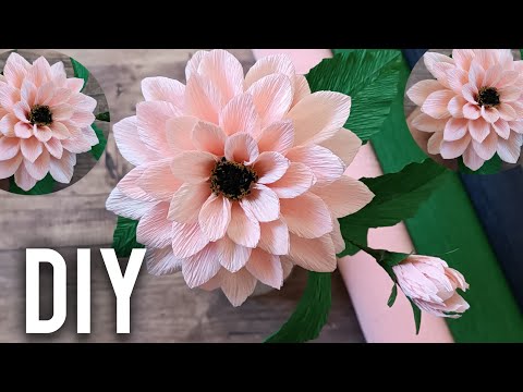 How To Make Dahlia Paper Flower Crepe Paper Decoration Ideas Crepe Paper Flowers