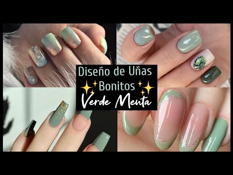 DISEÑOS DE UÑAS BONITOS VERDE MENTA#tendency #diseñosdeuñas #uñasdecoradas #uñas2023 #uñasacrilicas