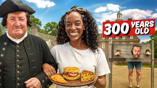 Brits Try 300 Year Old Colonial SNACKS in America's Most HISTORIC Town!