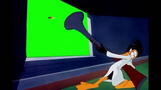 Daffy Duck shooting out of his window green screen