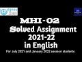 MHI 02 Solved Assignment 2022 In English