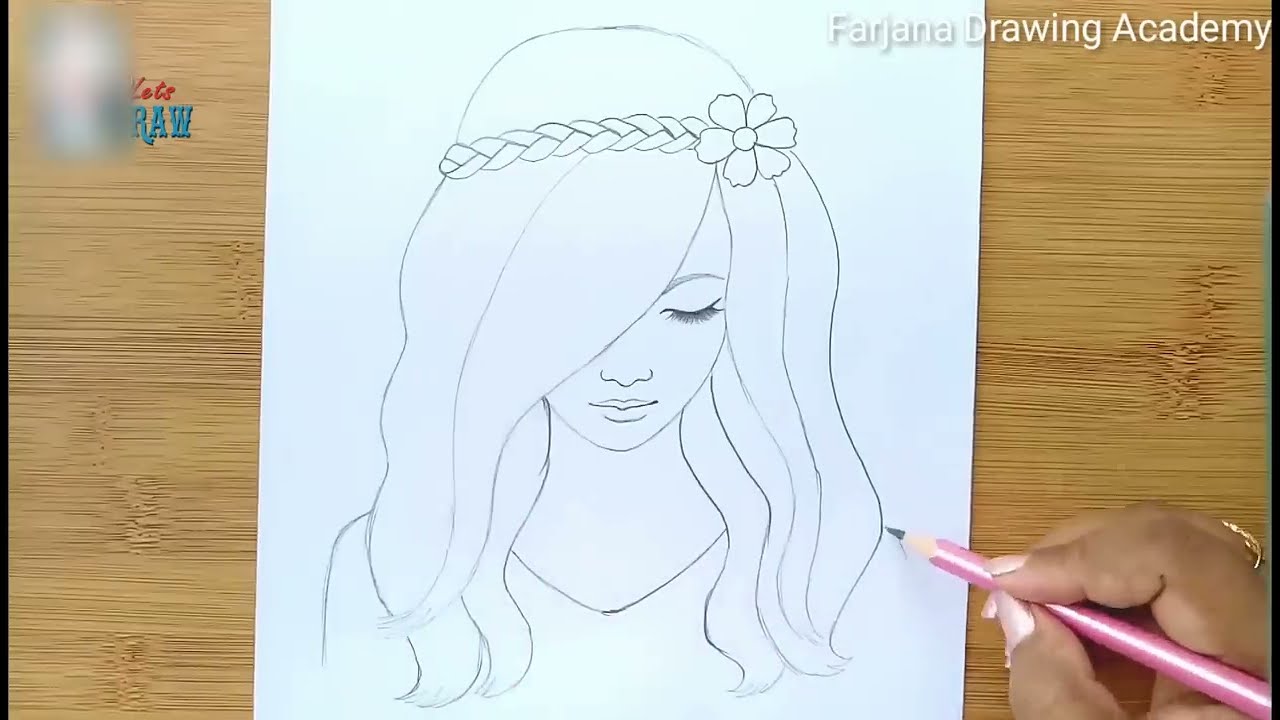 how to draw a girl with pencil by farjana drawing academy