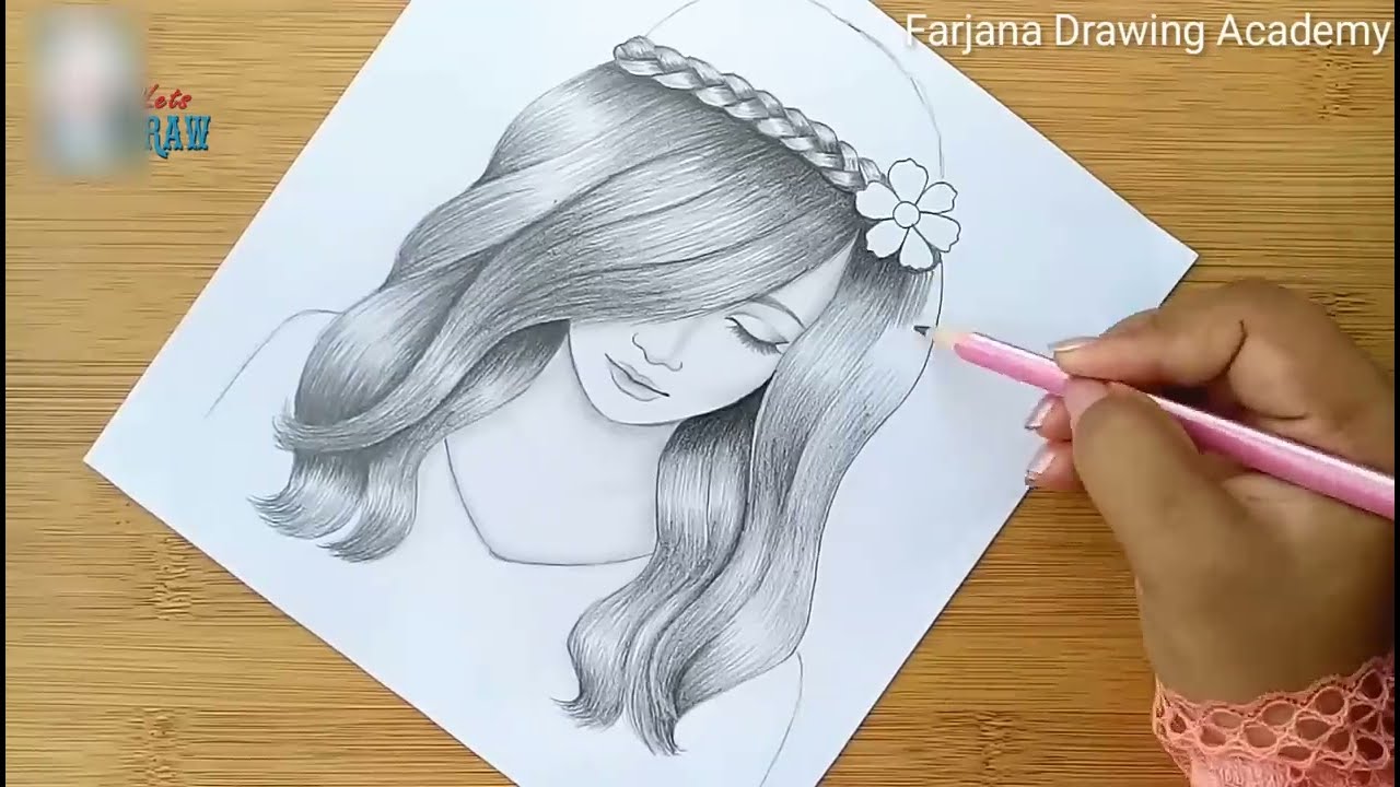 how to draw a girl with pencil by farjana drawing academy