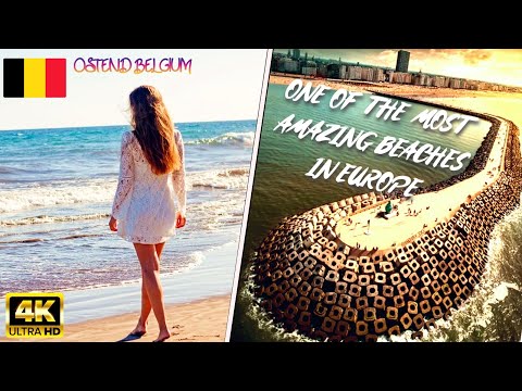 OSTEND, Belgium walk trainstation to Beach - 4K / 10 BEST Things To Do In Ostend, Sea Beach |
