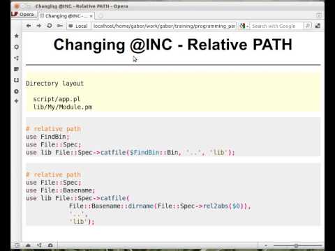 Beginner Perl Maven tutorial: 12.4 - Changing @INC relative path