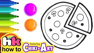 How To Draw & Color Pizza | Easy Art For Kids | Chiki Art | HooplaKidz How To
