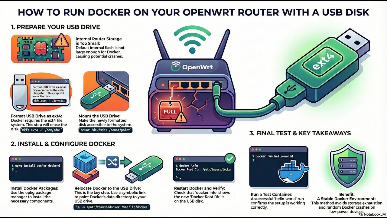 How to Install Docker on GL.iNet MT3600BE (OpenWrt) Using USB Storage