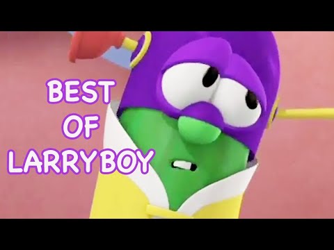 Thumbnail featuring LarryBoy, a purple and green cartoon superhero, with the words 'BEST OF LARRYBOY' in purple outline text on a pink background.