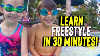 Learn to swim Freestyle in 30 minutes at 5 Yo - easy & Fun lesson - SWIM to Fly ® | Swimming School