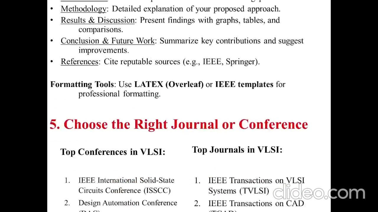 Research Paper Publishing in VLSI Technology