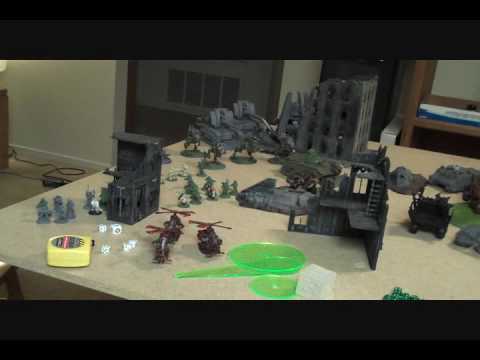 Warhammer 40k battle report 1v1v1 space wolves, orks, imp guard part 1