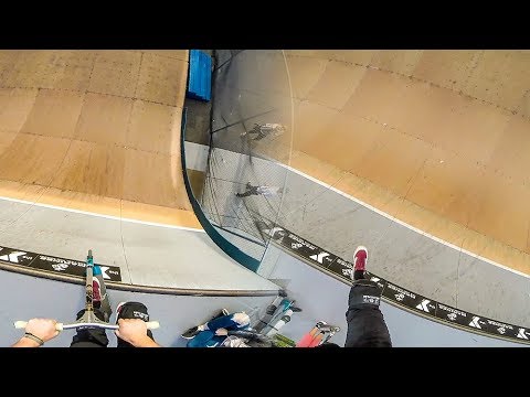 SCOOTER KID FALLS OFF GIANT SKATEPARK RAMP! *20 FOOT FALL*