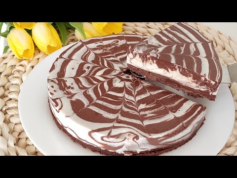 Zebra Kuchen ohne Backen, ohne Mehl❗  Schnelles und einfaches Dessert in 5 Minuten❗  #60