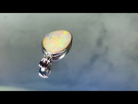 Sterling Silver Light Opal freeform pendant