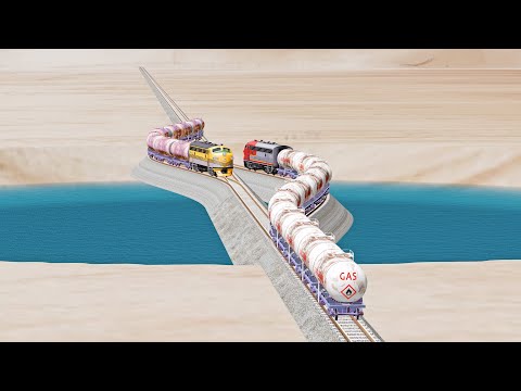 Impossible Rail Crossing Tracks vs Trains Crossing - Beamng Drive