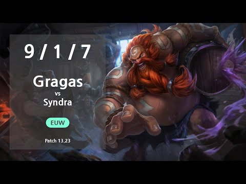 Gragas Mid vs Syndra - EUW Challenger Patch 13.23