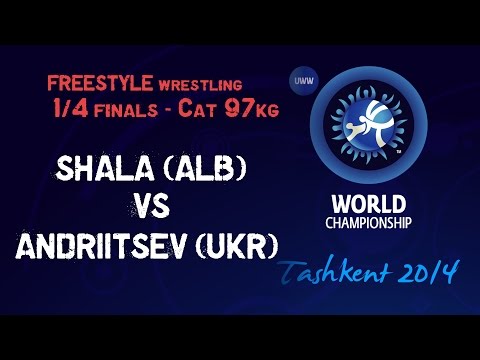 Quarterfinal - Freestyle Wrestling 97 kg - E. SHALA (ALB) vs V. ANDRIITSEV (UKR) - Tashkent 2014