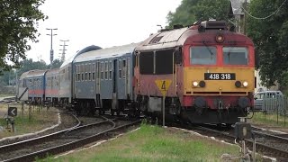 preview picture of video 'Hungary: MAV Class 418 (M41) diesel locos at Tapolca (near Lake Balaton) on MAV/GySEV trains'