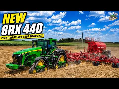 NEW John Deere 8RX 440 Planting Double Crop Soybeans!