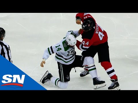Jamie Benn & Miles Wood Engage In Old-School, Classic Hockey Fight