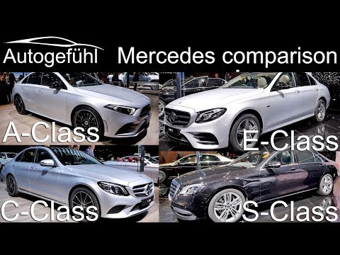 Mercedes A-Class vs C-Class vs E-Class vs S-Class sedan comparison - Autogefühl Video