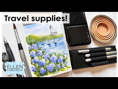 Watercolor Travel Supplies / Blue Hydrangea Tutorial